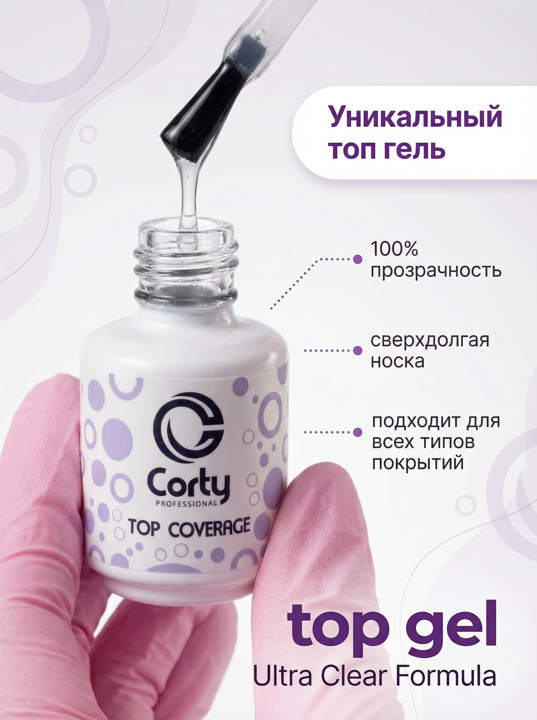 CORTY PROFESSIONAL / Rubber base+Top no wipe, База+Топ, 2х15гр. — изображение 5